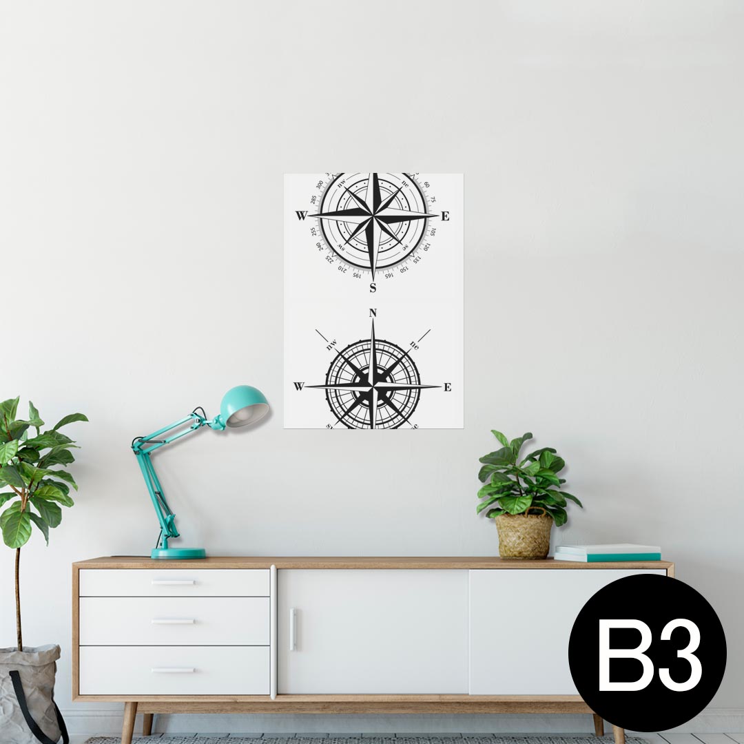 ポスター ウォールステッカー シール式ステッカー 飾り 364×515mm B3 写真 フォト 壁 インテリア おしゃれ 剥がせる wall sticker poster 011225 方角　東西南北　地図
