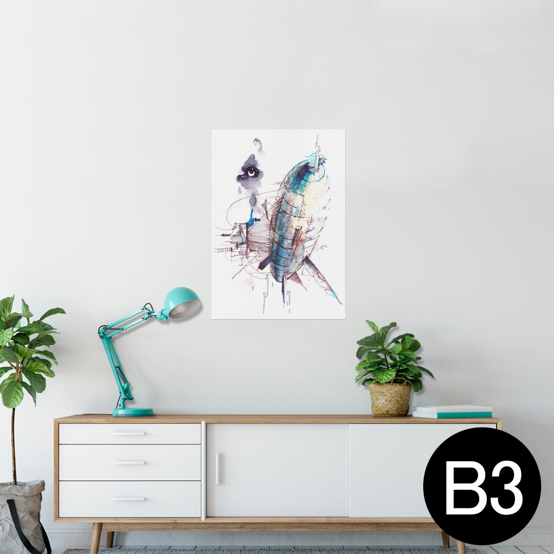 ポスター ウォールステッカー シール式ステッカー 飾り 364×515mm B3 写真 フォト 壁 インテリア おしゃれ 剥がせる wall sticker poster 013620 飛行機　水彩　気球