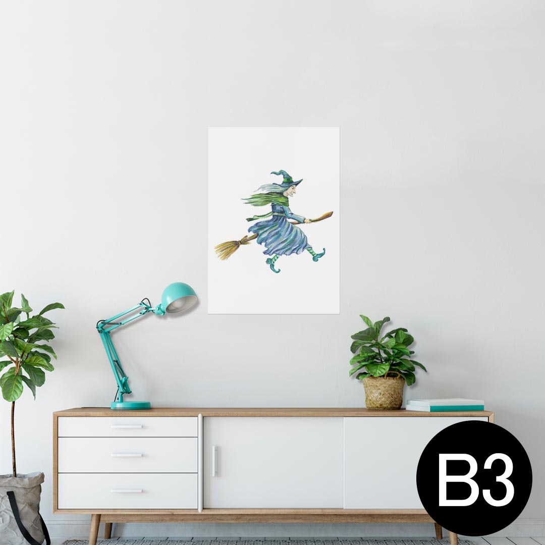 ポスター ウォールステッカー シール式ステッカー 飾り 364×515mm B3 写真 フォト 壁 インテリア おしゃれ 剥がせる wall sticker poster 014716 ハロウィン　魔女