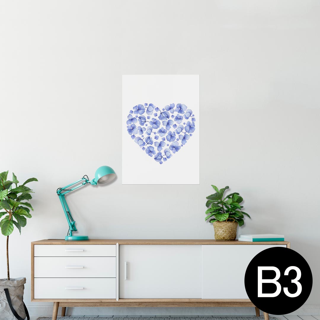 ポスター ウォールステッカー シール式ステッカー 飾り 364×515mm B3 写真 フォト 壁 インテリア おしゃれ 剥がせる wall sticker poster 014887 花 ハート 紫
