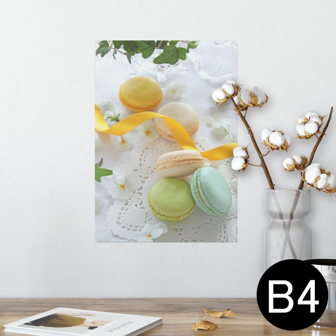 ポスター ウォールステッカー シール式ステッカー 飾り 257×364mm B4 写真 フォト 壁 インテリア おしゃれ 剥がせる wall sticker poster 002617 マカロン 花 黄色