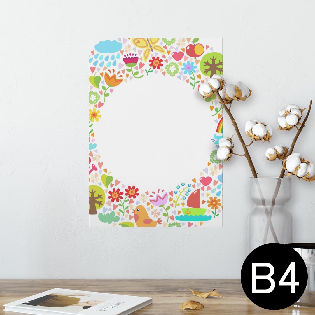 ポスター ウォールステッカー シール式ステッカー 飾り 257×364mm B4 写真 フォト 壁 インテリア おしゃれ 剥がせる wall sticker poster 003517 花　鳥　カラフル