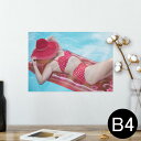 ポスター ウォールステッカー シール式ステッカー 飾り 257×364mm B4 写真 フォト 壁 インテリア おしゃれ 剥がせる wall sticker poster 025714 夏 プール 水着 ドット