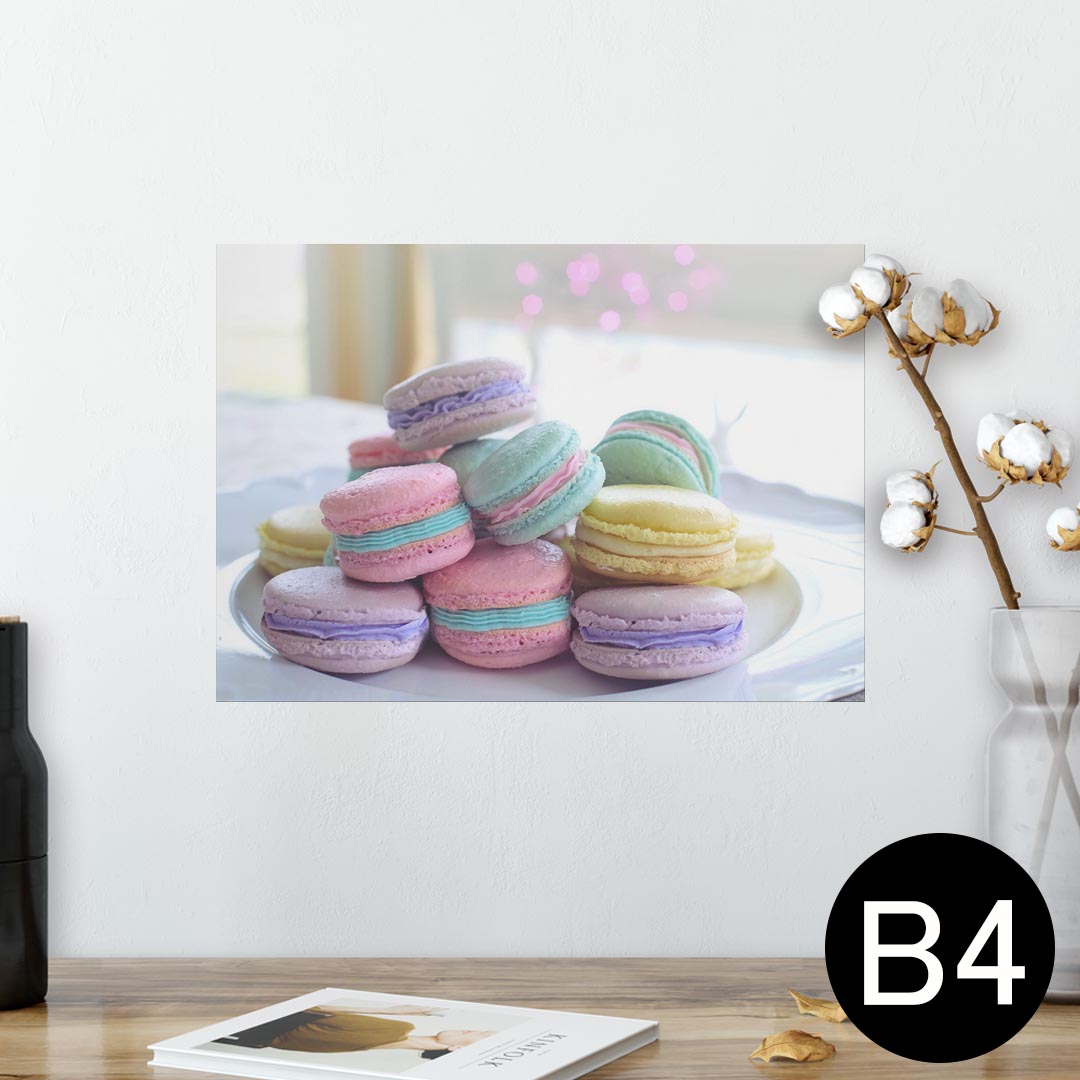ポスター ウォールステッカー シール式ステッカー 飾り 257×364mm B4 写真 フォト 壁 インテリア おしゃれ 剥がせる wall sticker poster 025843 スイーツ マカロン カラフル パステルカラー