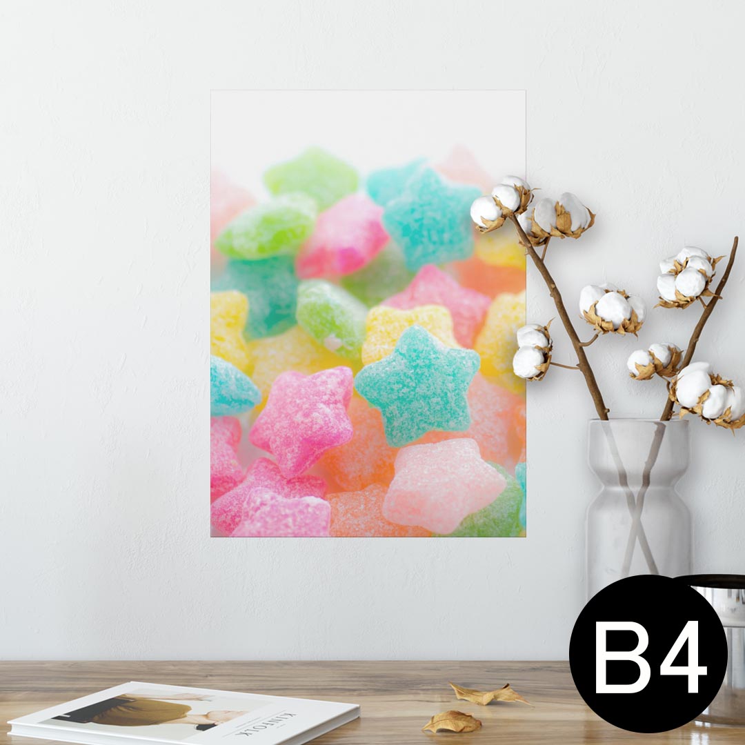 楽天kabeコレポスター ウォールステッカー シール式ステッカー 飾り 257×364mm B4 写真 フォト 壁 インテリア おしゃれ 剥がせる wall sticker poster 005886 写真　お菓子　星