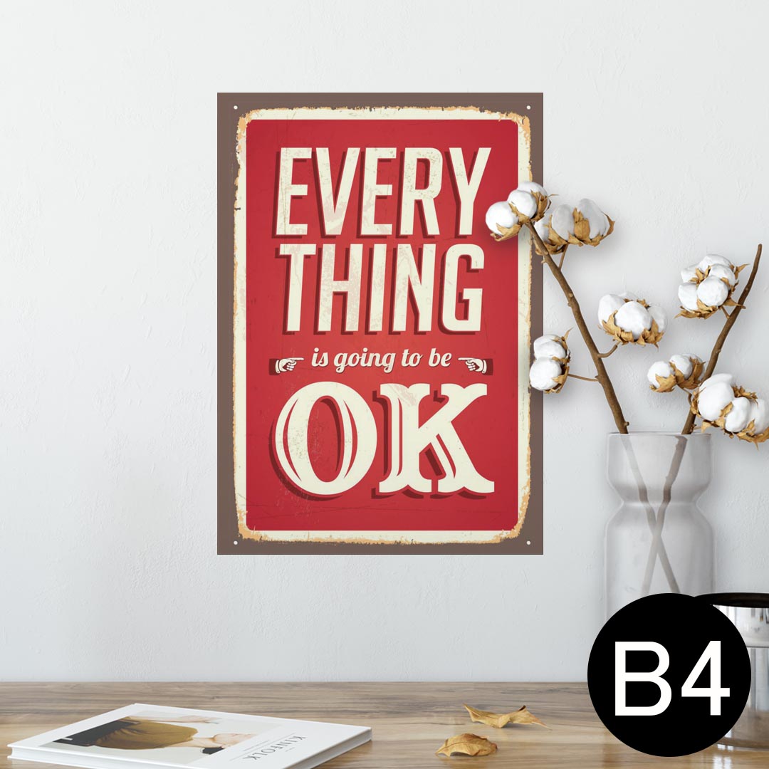 ポスター ウォールステッカー シール式ステッカー 飾り 257×364mm B4 写真 フォト 壁 インテリア おしゃれ 剥がせる wall sticker poster 005981 英語　文字　レトロ