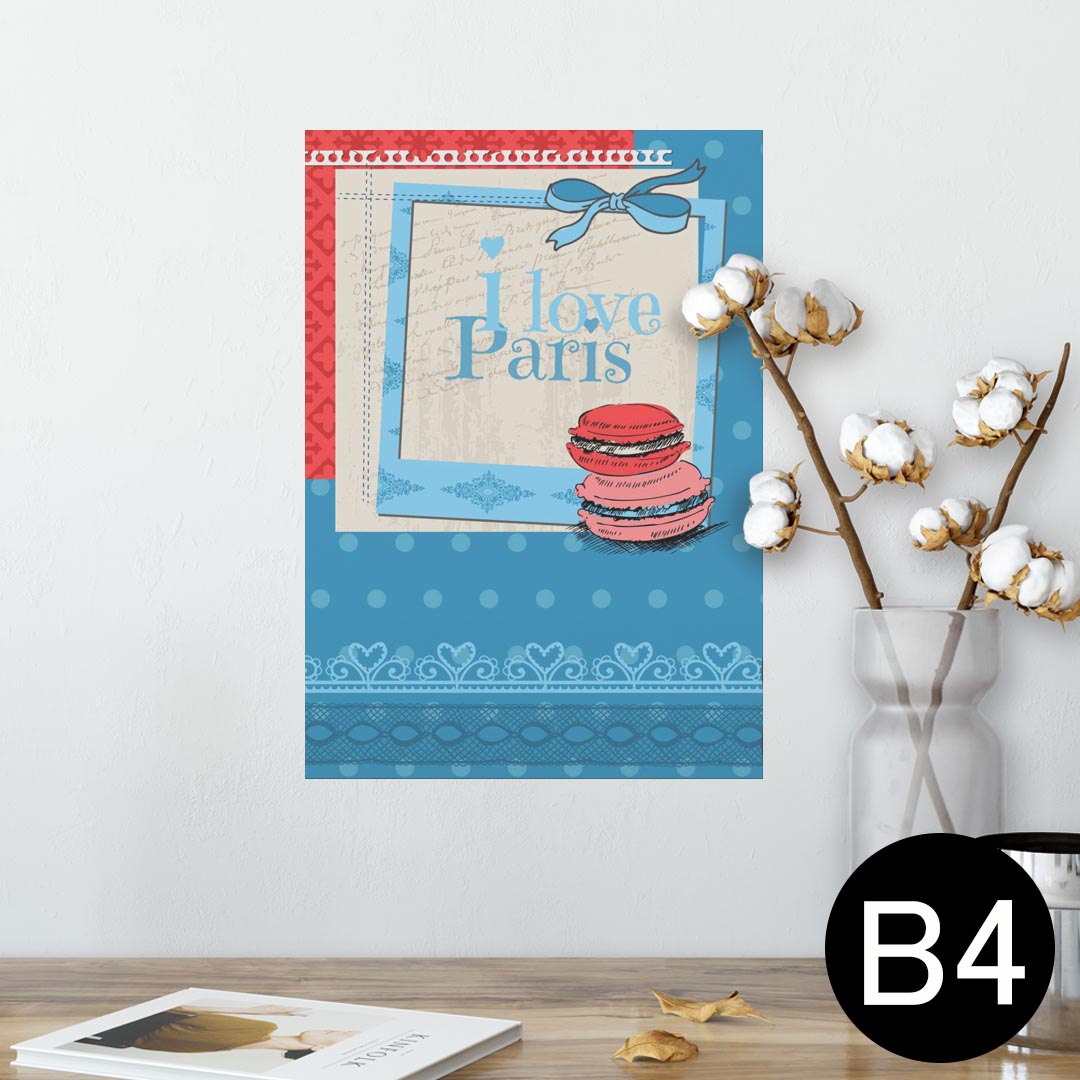 ポスター ウォールステッカー シール式ステッカー 飾り 257×364mm B4 写真 フォト 壁 インテリア おしゃれ 剥がせる wall sticker poster 006160 マカロン 青 ブルー