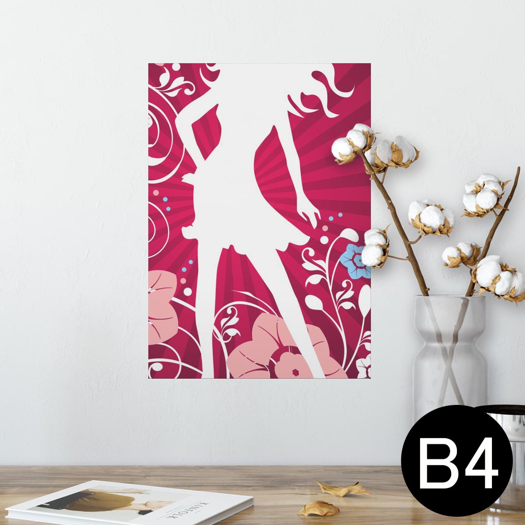 ポスター ウォールステッカー シール式ステッカー 飾り 257×364mm B4 写真 フォト 壁 インテリア おしゃれ 剥がせる wall sticker poster 007548 花 人物 ピンク