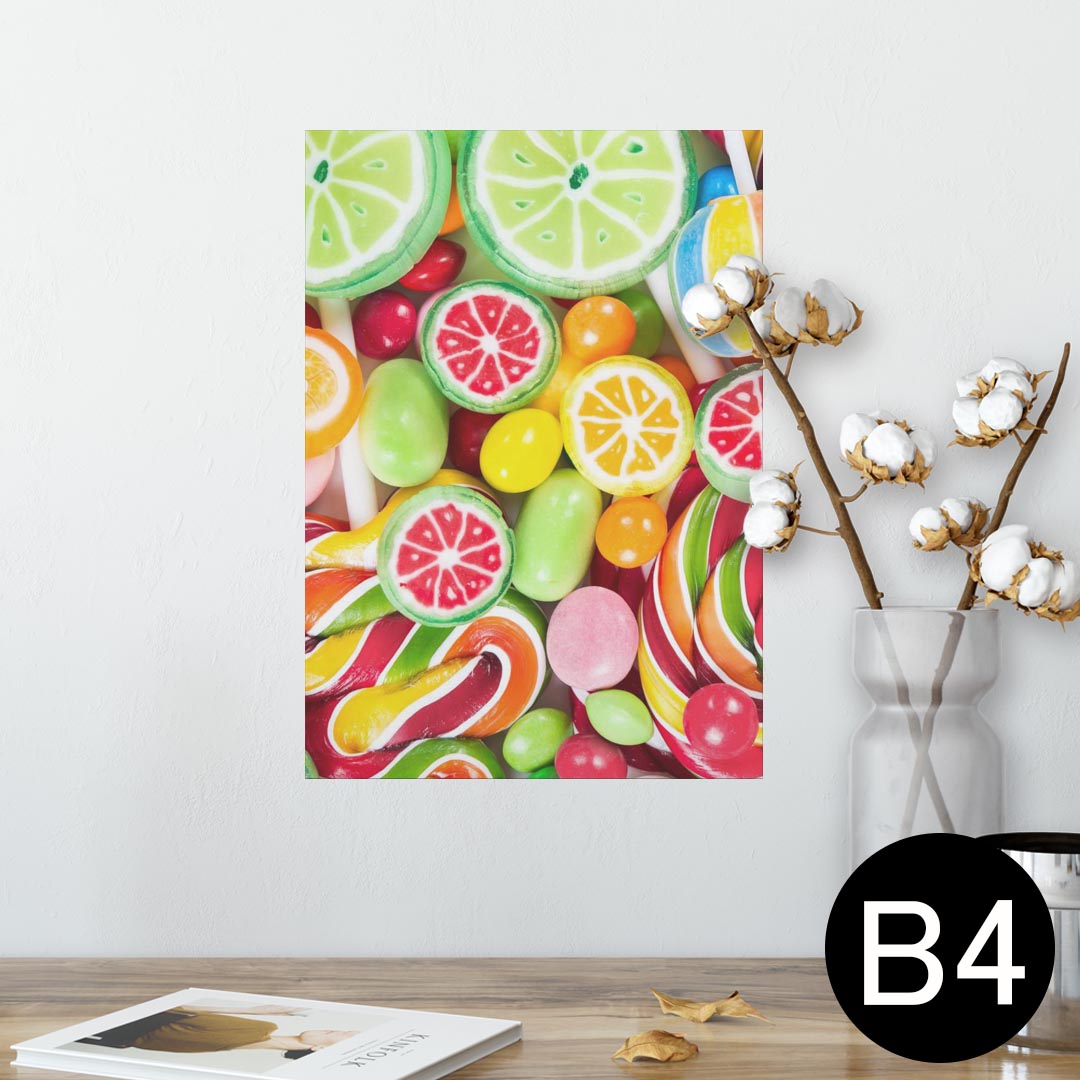 楽天kabeコレポスター ウォールステッカー シール式ステッカー 飾り 257×364mm B4 写真 フォト 壁 インテリア おしゃれ 剥がせる wall sticker poster 008913 写真　カラフル　飴　お菓子