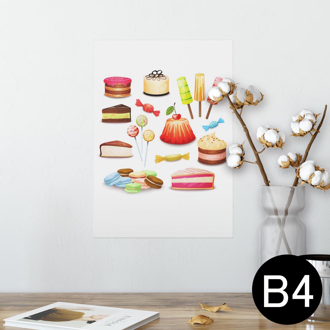 ポスター ウォールステッカー シール式ステッカー 飾り 257×364mm B4 写真 フォト 壁 インテリア おしゃれ 剥がせる wall sticker poster 009762 デザート マカロン カラフル