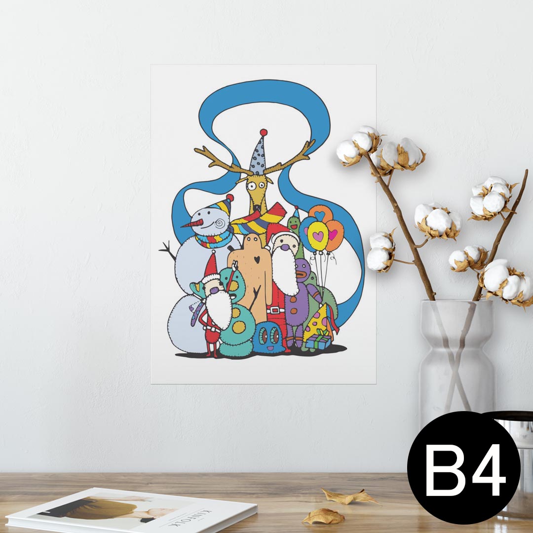 ポスター ウォールステッカー シール式ステッカー 飾り 257×364mm B4 写真 フォト 壁 インテリア おしゃれ 　剥がせる wall sticker poster 009977 クリスマス　サンタ　キャラクター