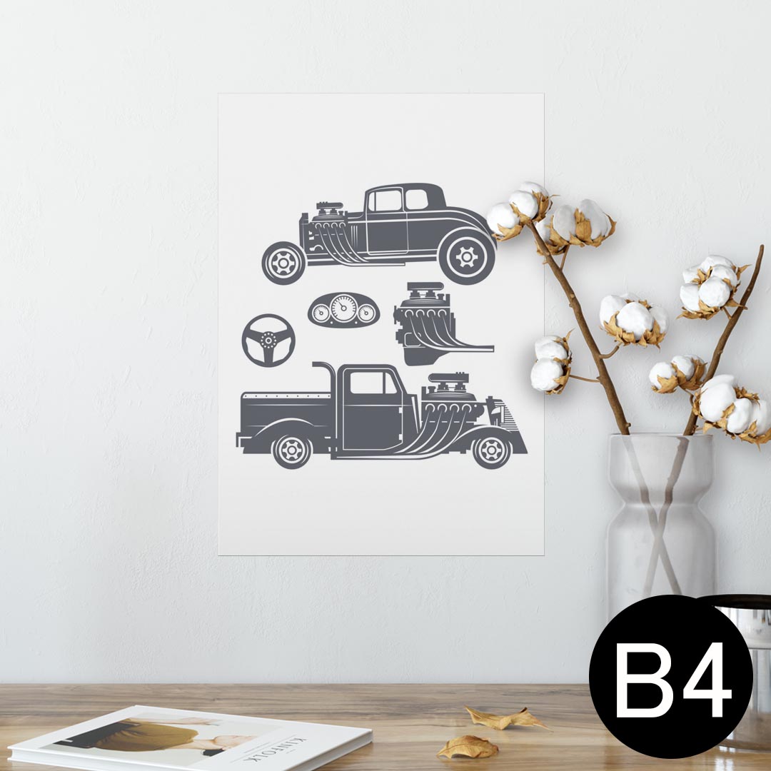 ポスター ウォールステッカー シール式ステッカー 飾り 257×364mm B4 写真 フォト 壁 インテリア おしゃれ 剥がせる wall sticker poster 011204 車　乗り物　レトロ