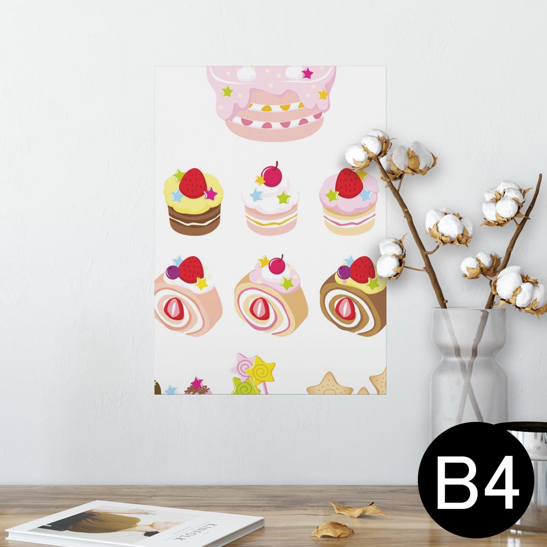 楽天kabeコレポスター ウォールステッカー シール式ステッカー 飾り 257×364mm B4 写真 フォト 壁 インテリア おしゃれ 剥がせる wall sticker poster 013479 ケーキ　お菓子　いちご
