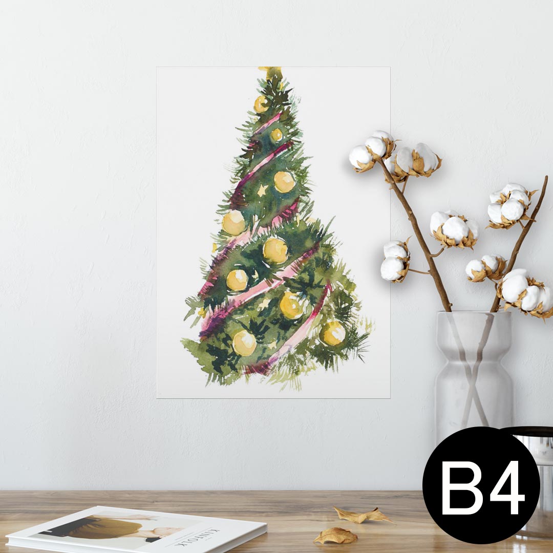 ポスター ウォールステッカー シール式ステッカー 飾り 257×364mm B4 写真 フォト 壁 インテリア おしゃれ 剥がせる wall sticker poster 013727 クリスマス　ツリー