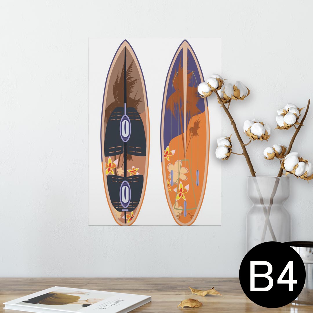 ポスター ウォールステッカー シール式ステッカー 飾り 257×364mm B4 写真 フォト 壁 インテリア おしゃれ 剥がせる wall sticker poster 014871 サーフィン　海　夏