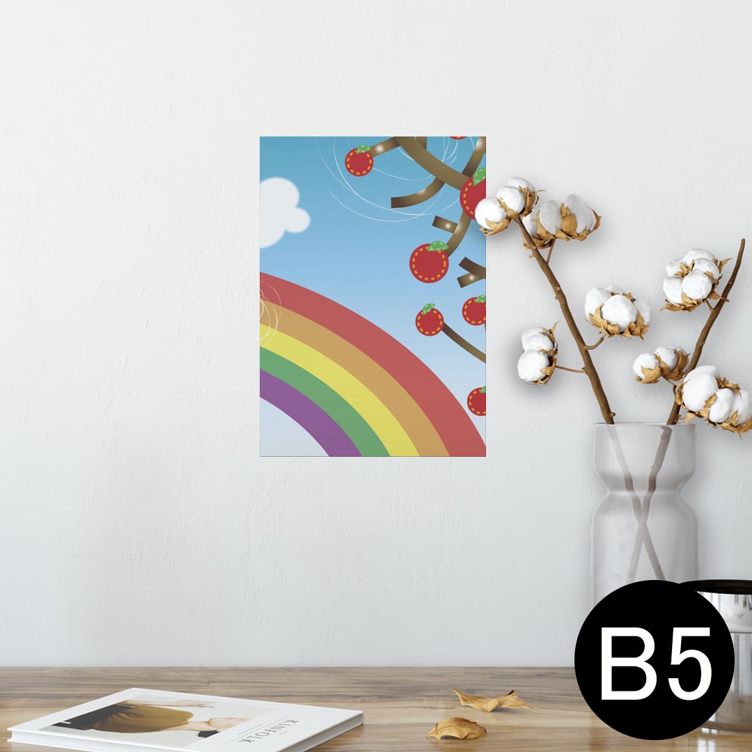 ポスター ウォールステッカー シール式ステッカー 飾り 182×257mm B5 写真 フォト 壁 インテリア おしゃれ 剥がせる wall sticker poster 001342 虹 リンゴ 青空
