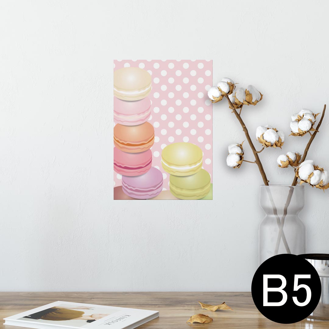 ポスター ウォールステッカー シール式ステッカー 飾り 182×257mm B5 写真 フォト 壁 インテリア おしゃれ 剥がせる wall sticker poster 002678 マカロン 水玉 カラフル