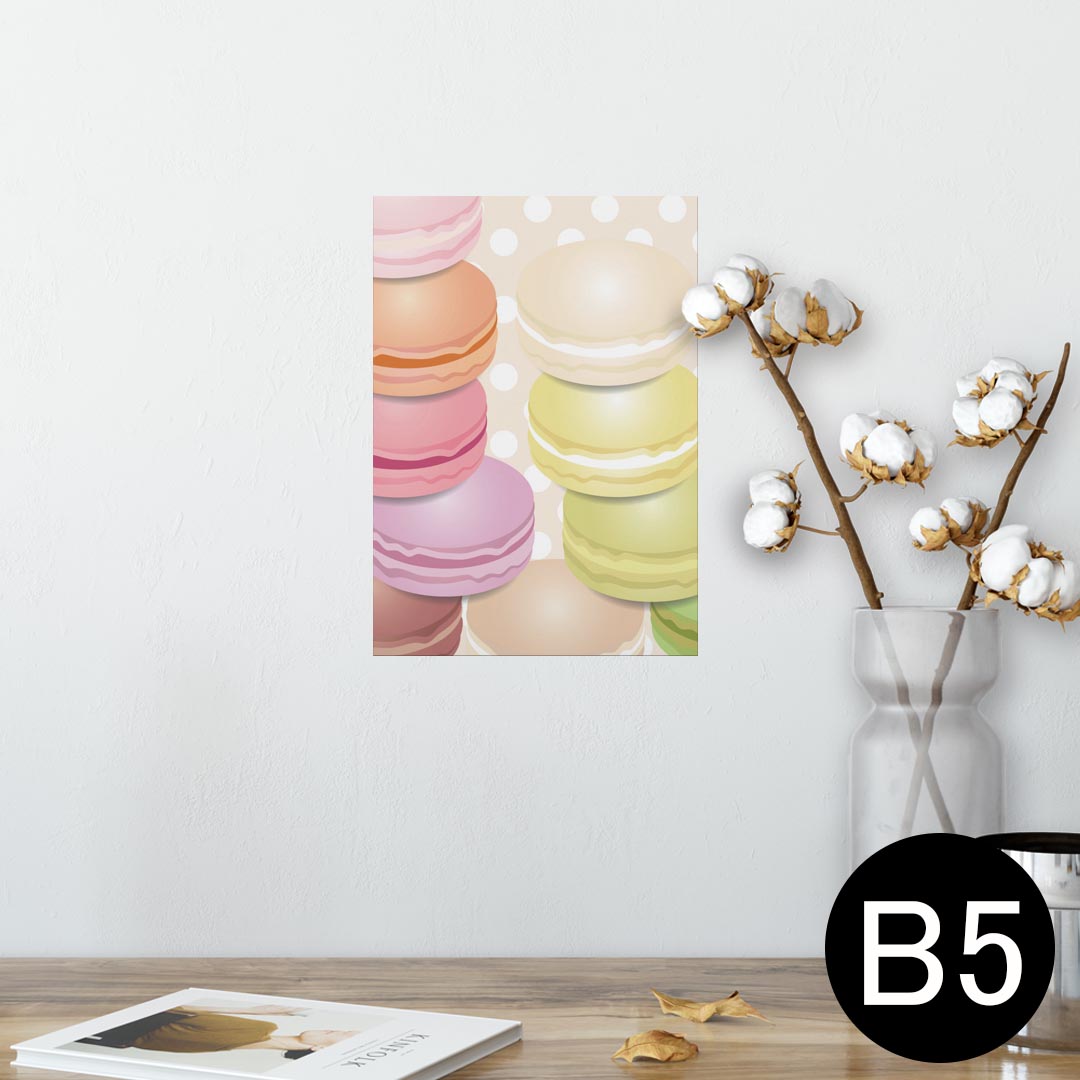 ポスター ウォールステッカー シール式ステッカー 飾り 182×257mm B5 写真 フォト 壁 インテリア おしゃれ 剥がせる wall sticker poster 002679 マカロン 水玉 カラフル