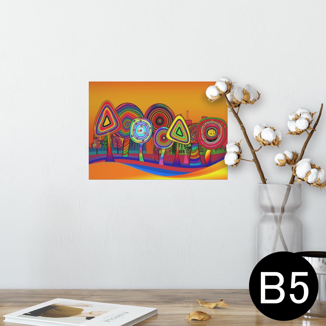 ポスター ウォールステッカー シール式ステッカー 飾り 182×257mm B5 写真 フォト 壁 インテリア おしゃれ 剥がせる wall sticker poster 023909 木　カラフル　サイケデリック