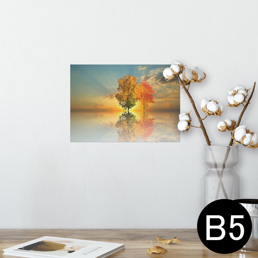 ポスター ウォールステッカー シール式ステッカー 飾り 182×257mm B5 写真 フォト 壁 インテリア おしゃれ 剥がせる wall sticker poster 025813 紅葉　木　空