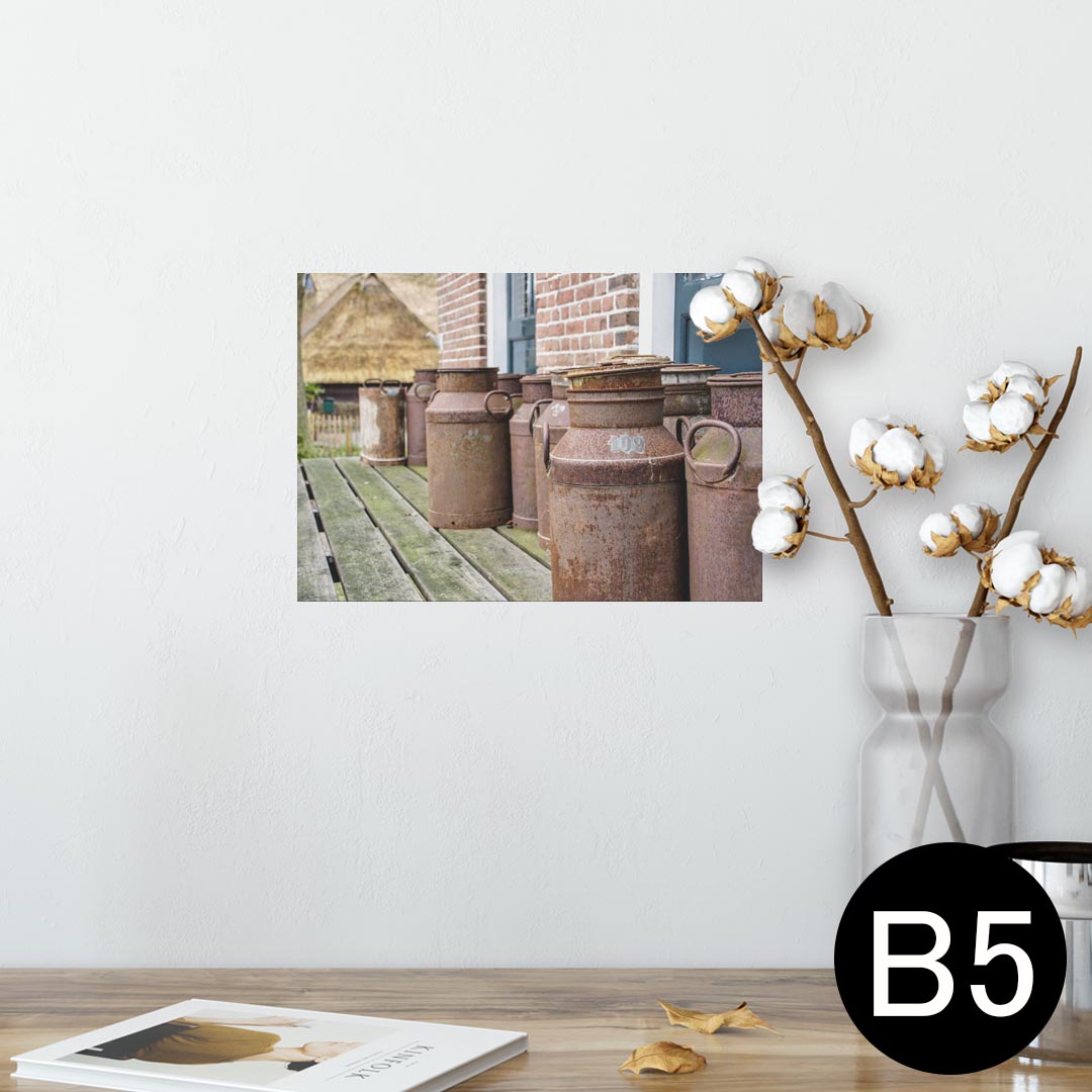 ポスター ウォールステッカー シール式ステッカー 飾り 182×257mm B5 写真 フォト 壁 インテリア おしゃれ 剥がせる wall sticker poster 026002 牧場 ミルク アンティーク
