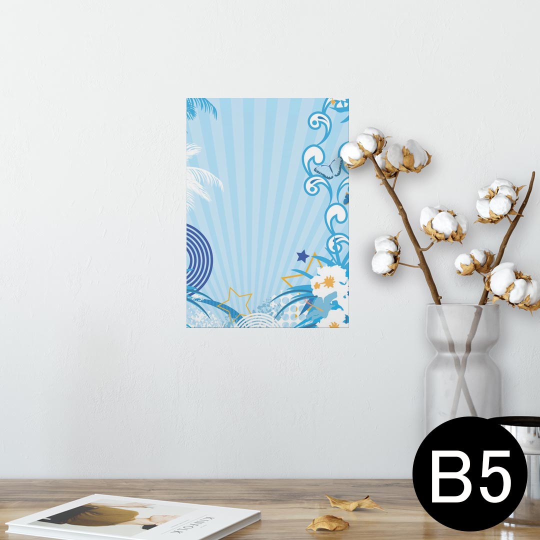 ポスター ウォールステッカー シール式ステッカー 飾り 182×257mm B5 写真 フォト 壁 インテリア おしゃれ 　剥がせる wall sticker poster 004711 ハイビスカス　ハワイ　水色