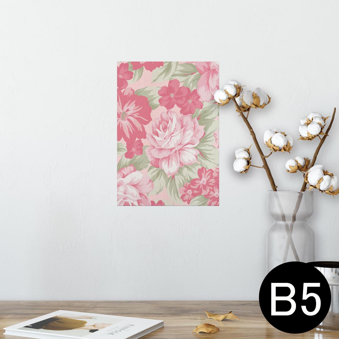 ポスター ウォールステッカー シール式ステッカー 飾り 182×257mm B5 写真 フォト 壁 インテリア おしゃれ 剥がせる wall sticker poster 004907 花 ピンク イラスト