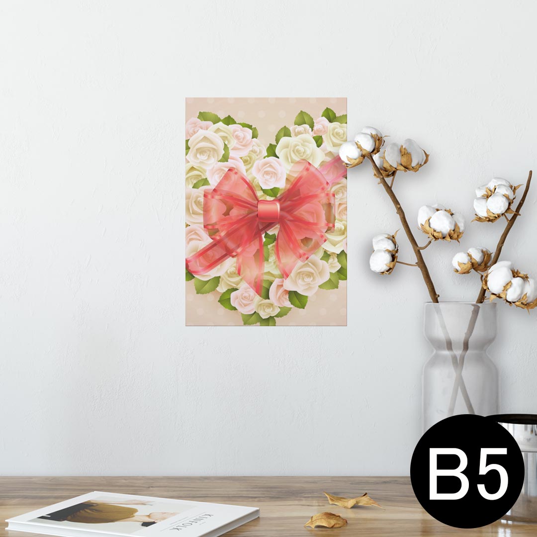 ポスター ウォールステッカー シール式ステッカー 飾り 182×257mm B5 写真 フォト 壁 インテリア おしゃれ 　剥がせる wall sticker poster 005648 花　フラワー　ハート