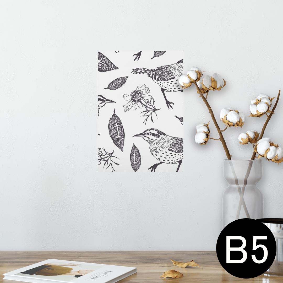 ポスター ウォールステッカー シール式ステッカー 飾り 182×257mm B5 写真 フォト 壁 インテリア おしゃれ 　剥がせる wall sticker poster 006046 鳥　イラスト　模様