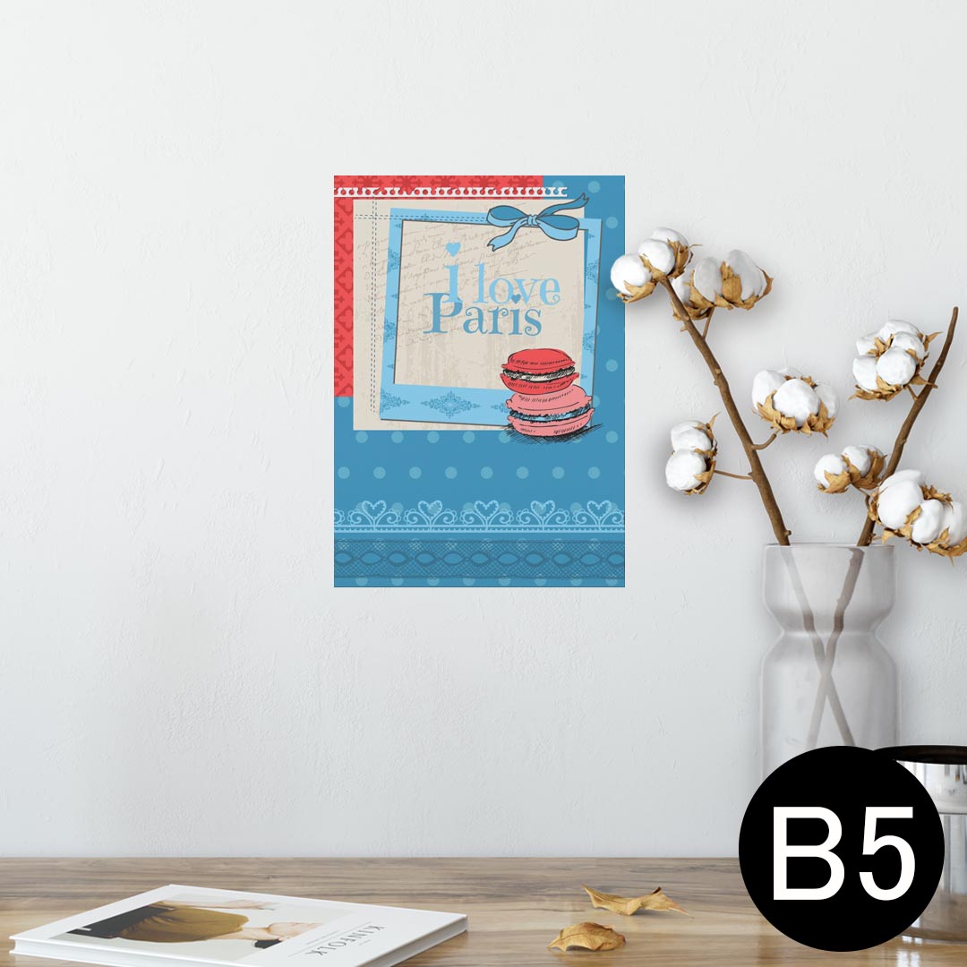ポスター ウォールステッカー シール式ステッカー 飾り 182×257mm B5 写真 フォト 壁 インテリア おしゃれ 剥がせる wall sticker poster 006160 マカロン 青 ブルー