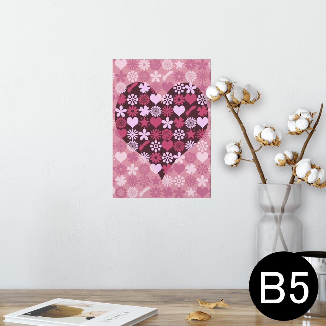 ポスター ウォールステッカー シール式ステッカー 飾り 182×257mm B5 写真 フォト 壁 インテリア おしゃれ 　剥がせる wall sticker poster 006761 花　フラワー　ハート