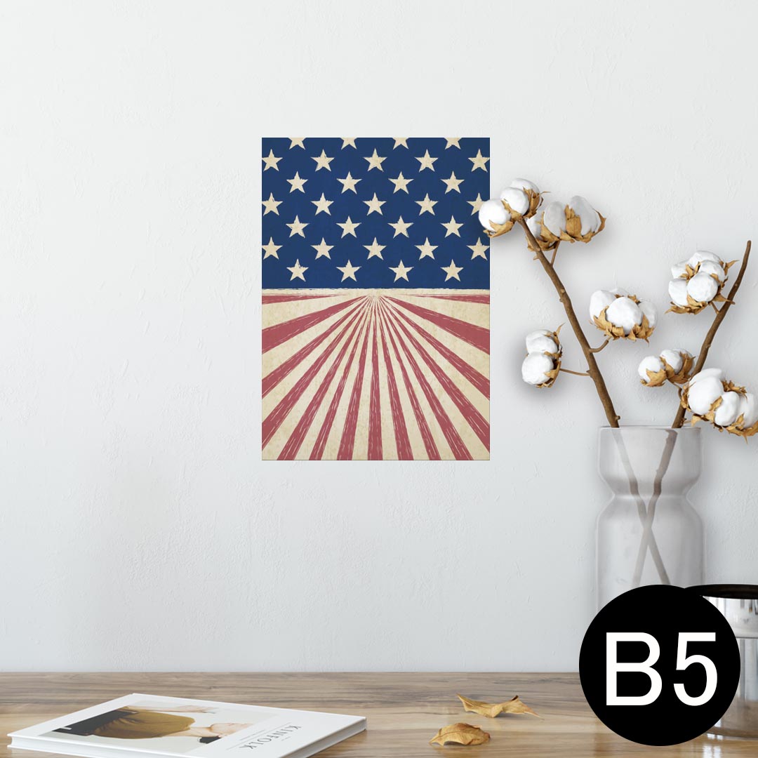 ポスター ウォールステッカー シール式ステッカー 飾り 182×257mm B5 写真 フォト 壁 インテリア おしゃれ 剥がせる wall sticker poster 007387 米国 国旗 星 スター
