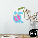 ポスター ウォールステッカー シール式ステッカー 飾り 182×257mm B5 写真 フォト 壁 インテリア おしゃれ 剥がせる wall sticker poster 007636 イラスト 亀 花 かめ