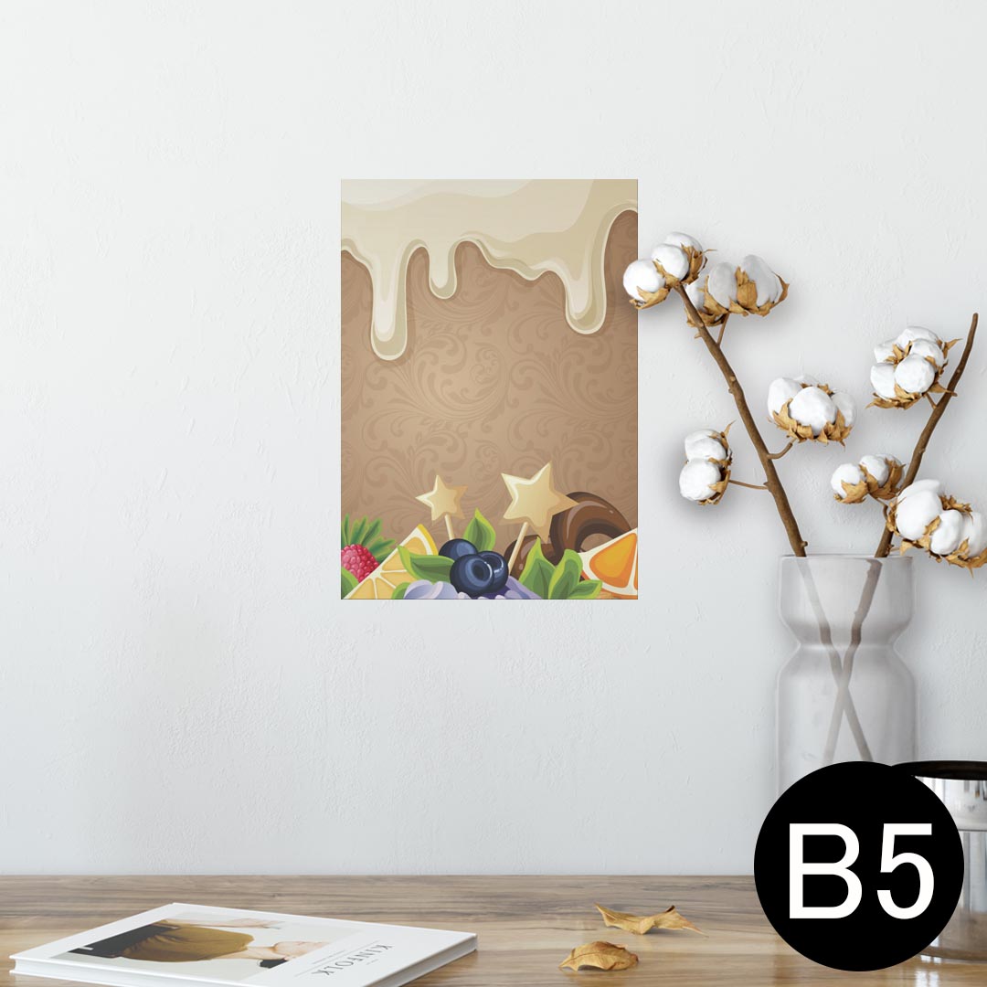 楽天kabeコレポスター ウォールステッカー シール式ステッカー 飾り 182×257mm B5 写真 フォト 壁 インテリア おしゃれ 　剥がせる wall sticker poster 008323 イラスト　お菓子　スイーツ　星　スター