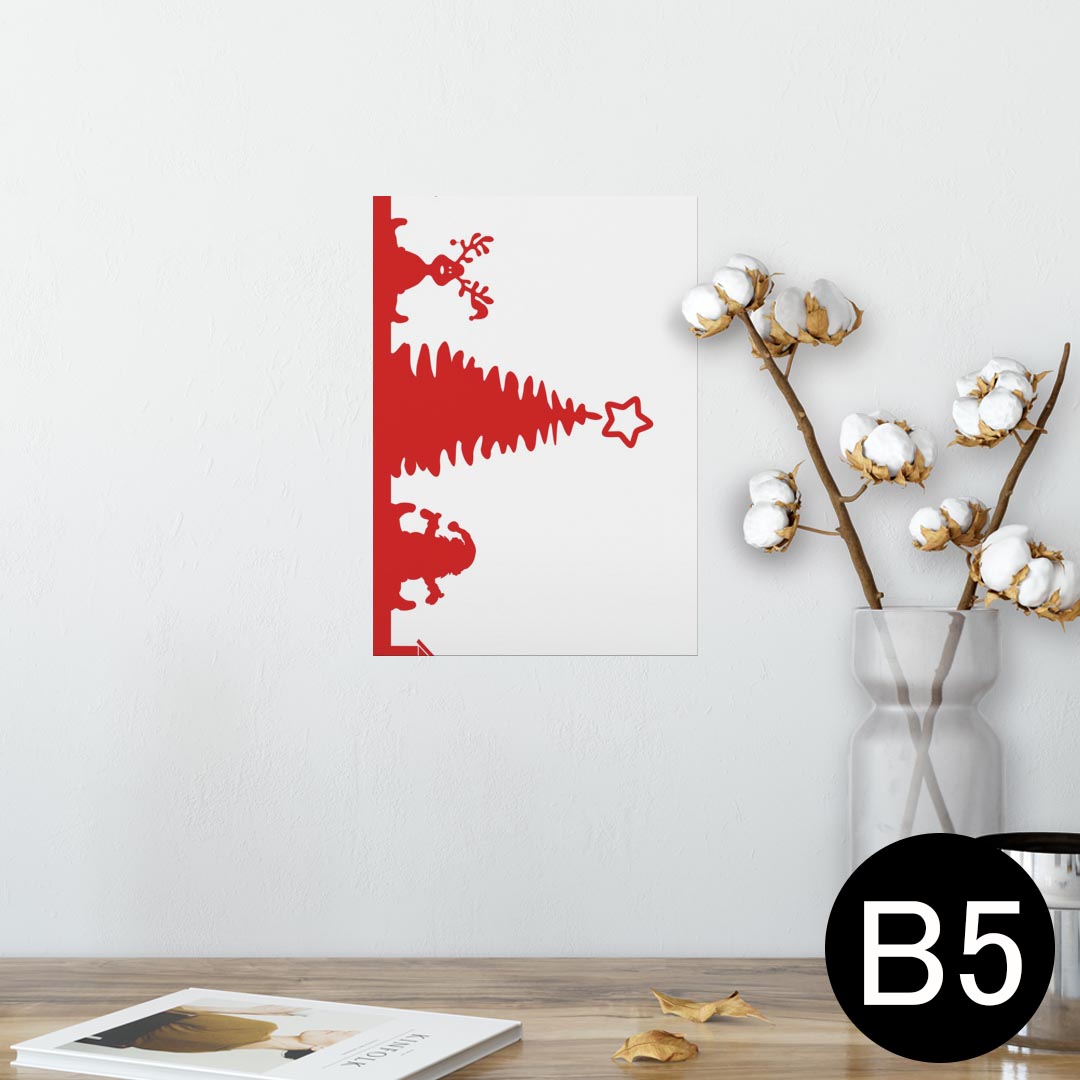 ポスター ウォールステッカー シール式ステッカー 飾り 182×257mm B5 写真 フォト 壁 インテリア おしゃれ 剥がせる wall sticker poster 009911 クリスマス ツリー 赤