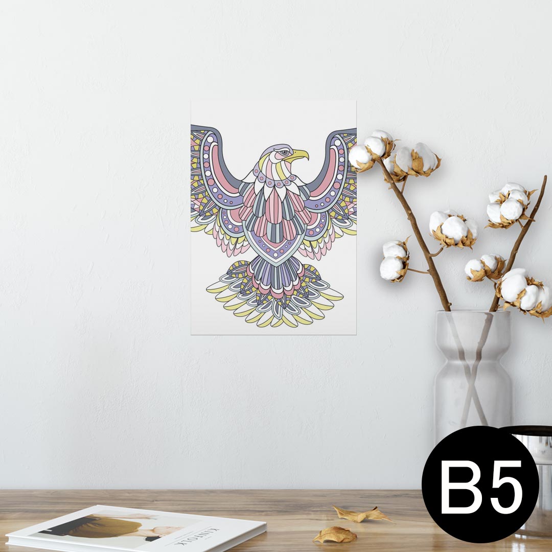 ポスター ウォールステッカー シール式ステッカー 飾り 182×257mm B5 写真 フォト 壁 インテリア おしゃれ 　剥がせる wall sticker poster 010050 アジアン　鳥　カラフル