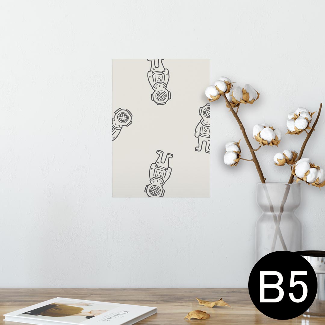 ポスター ウォールステッカー シール式ステッカー 飾り 182×257mm B5 写真 フォト 壁 インテリア おしゃれ 　剥がせる wall sticker poster 010715 宇宙　飛行士　イラスト
