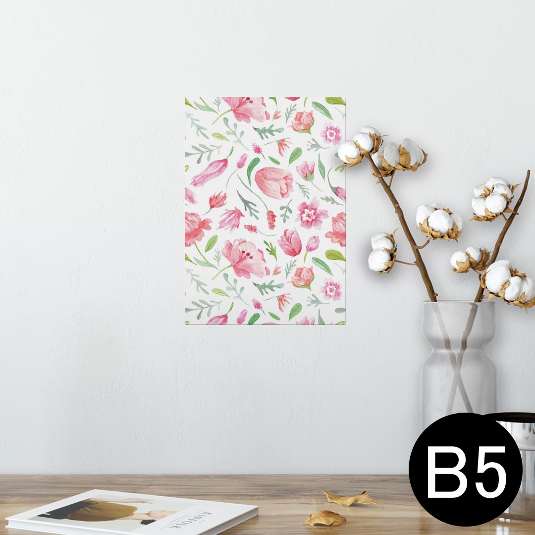 ポスター ウォールステッカー シール式ステッカー 飾り 182×257mm B5 写真 フォト 壁 インテリア おしゃれ 　剥がせる wall sticker poster 011876 花柄　ピンク　かわいい