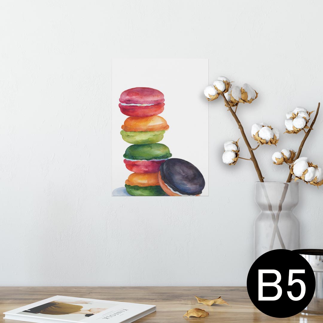 楽天kabeコレポスター ウォールステッカー シール式ステッカー 飾り 182×257mm B5 写真 フォト 壁 インテリア おしゃれ 　剥がせる wall sticker poster 013474 マカロン　お菓子　英語