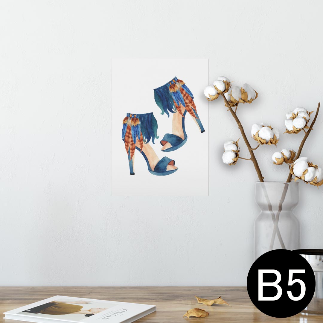 ポスター ウォールステッカー シール式ステッカー 飾り 182×257mm B5 写真 フォト 壁 インテリア おしゃれ 　剥がせる wall sticker poster 013585 ヒール　靴　羽
