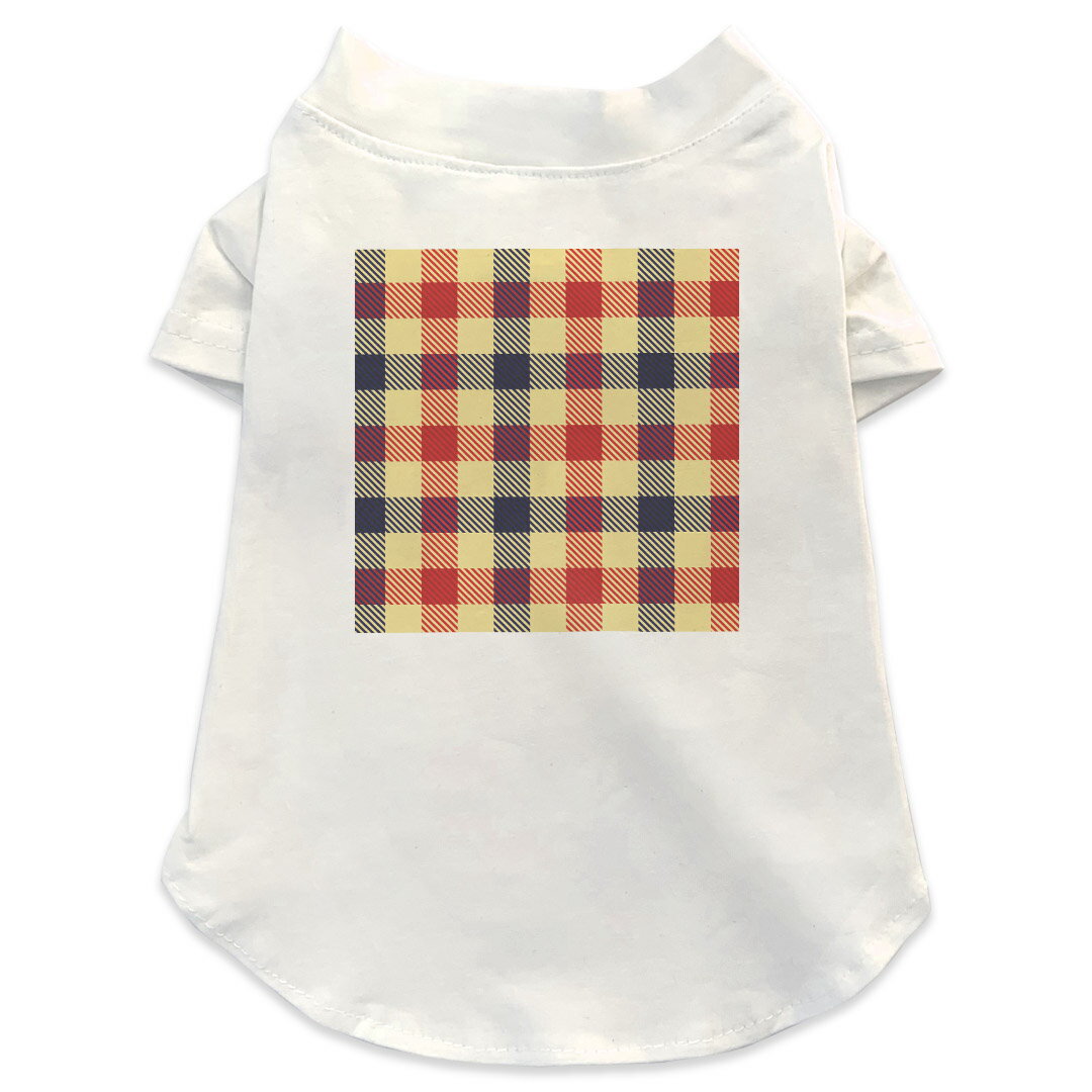 爱犬服饰 - 犬専用Tシャツ 選べる5size 小型犬 袖あり 半袖 ホワイト デザイン T shirt XS S M L XL ペットウェア ペット服 カジュアル おしゃれ コットン 綿 チェック・ボーダー チェック 000856