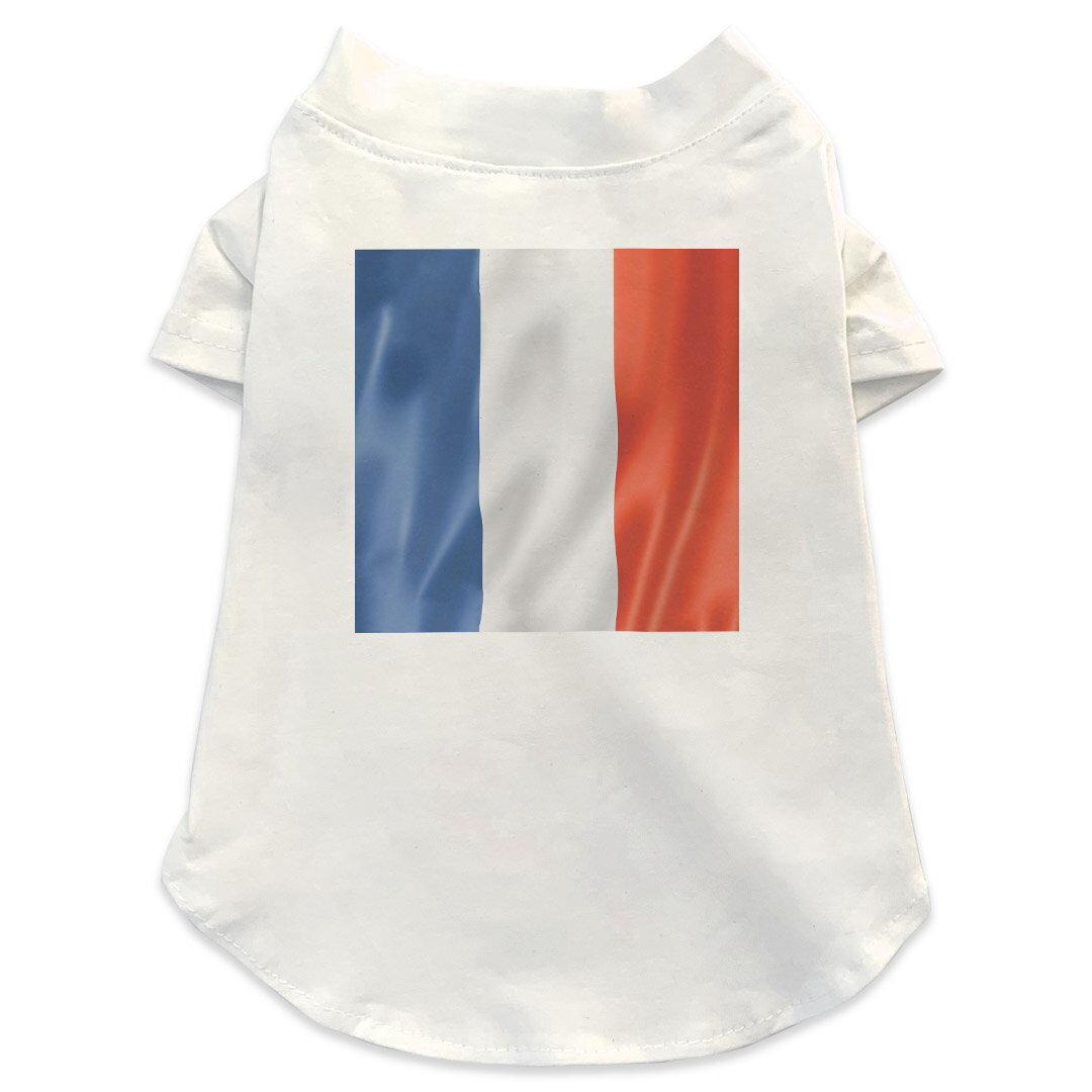 Garments - 犬専用Tシャツ 選べる5size 小型犬 袖あり 半袖 ホワイト デザイン T shirt XS S M L XL ペットウェア ペット服 カジュアル おしゃれ コットン 綿 ユニーク その他 フランス　国旗 001184