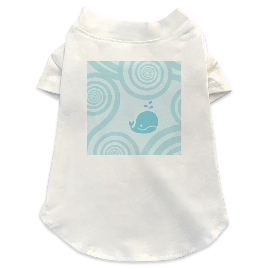 犬専用Tシャツ 選べる5size 小型犬 袖あり 半袖 ホワイト デザイン T shirt XS S M L XL ペットウェア ペット服 カジュアル おしゃれ コットン 綿 チェック・ボーダー くじら 動物 水色 003931