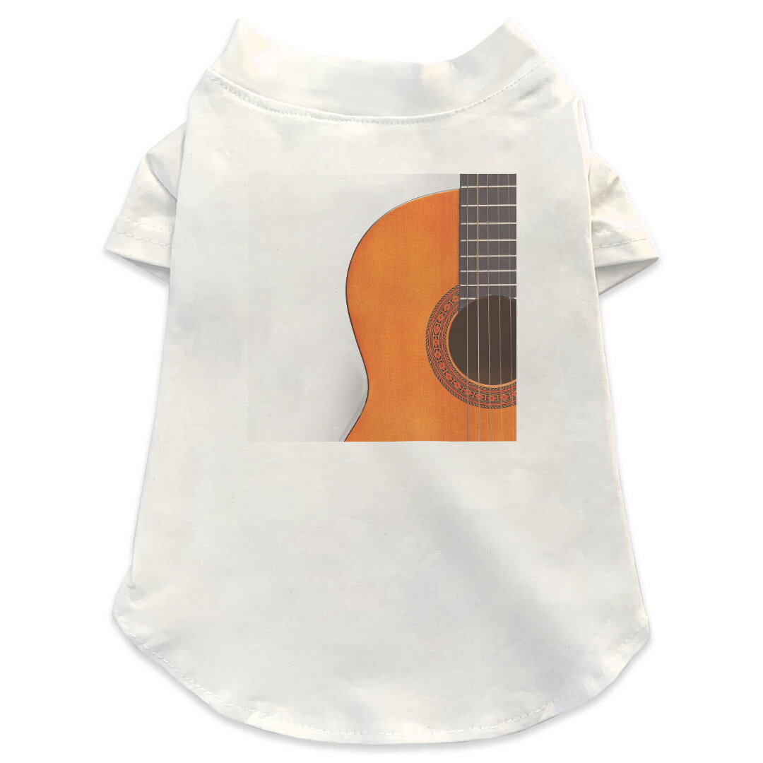 犬専用Tシャツ 選べる5size 小型犬 袖あり 半袖 ホワイト デザイン T shirt XS S M L XL ペットウェア ペット服 カジュアル おしゃれ コットン 綿 クール ギター　楽器　シンプル 005263