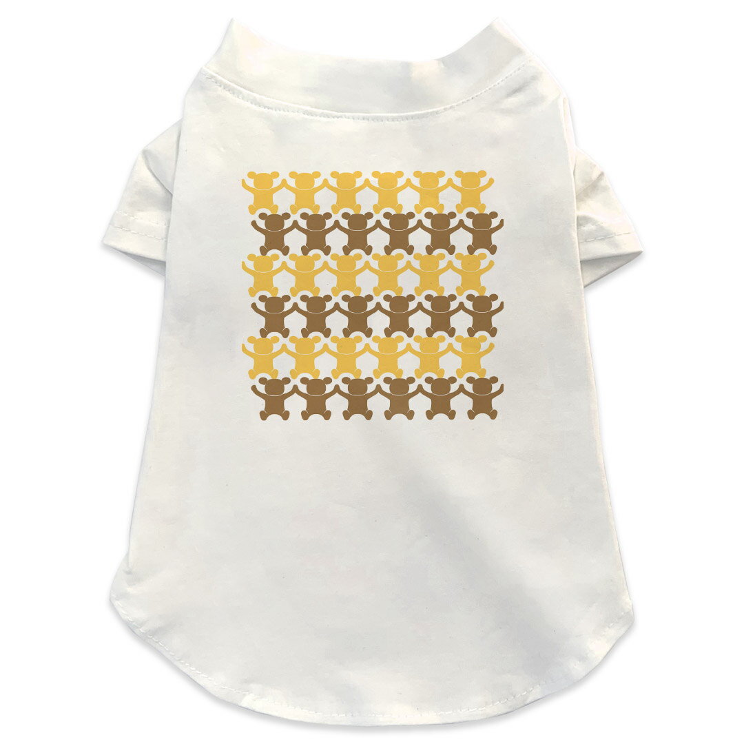 Garments - 犬専用Tシャツ 選べる5size 小型犬 袖あり 半袖 ホワイト デザイン T shirt XS S M L XL ペットウェア ペット服 カジュアル おしゃれ コットン 綿 ラブリー ユニーク 熊　くま　模様 006145