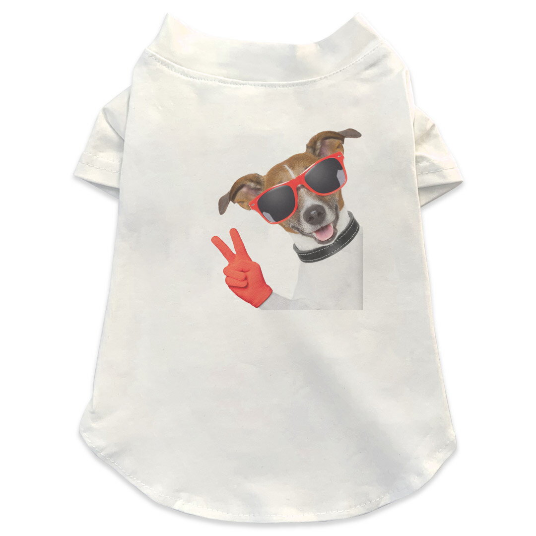 Garments - 犬専用Tシャツ 選べる5size 小型犬 袖あり 半袖 ホワイト デザイン T shirt XS S M L XL ペットウェア ペット服 カジュアル おしゃれ コットン 綿 アニマル 写真　動物　犬 006760