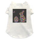 犬専用Tシャツ 選べる5size 小型犬 袖あり 半袖 ホワイト デザイン T shirt XS S M L XL ペットウェア ペット服 カジュアル おしゃれ コットン 綿 アニマル 花 フラワー カラフル 兎 うさぎ 007707