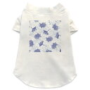 犬専用Tシャツ 選べる5size 小型犬 袖あり 半袖 ホワイト デザイン T shirt XS S M L XL ペットウェア ペット服 カジュアル おしゃれ コットン 綿 アニマル 和風 和柄 亀 鶴 青 ブルー 008261