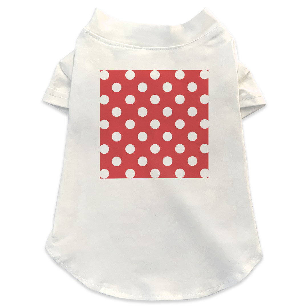 犬専用Tシャツ 選べる5size 小型犬 袖あり 半袖 ホワイト デザイン T shirt XS S M L XL ペットウェア ペット服 カジュアル おしゃれ コットン 綿 その他 シンプル　水玉　ドット　赤 009067