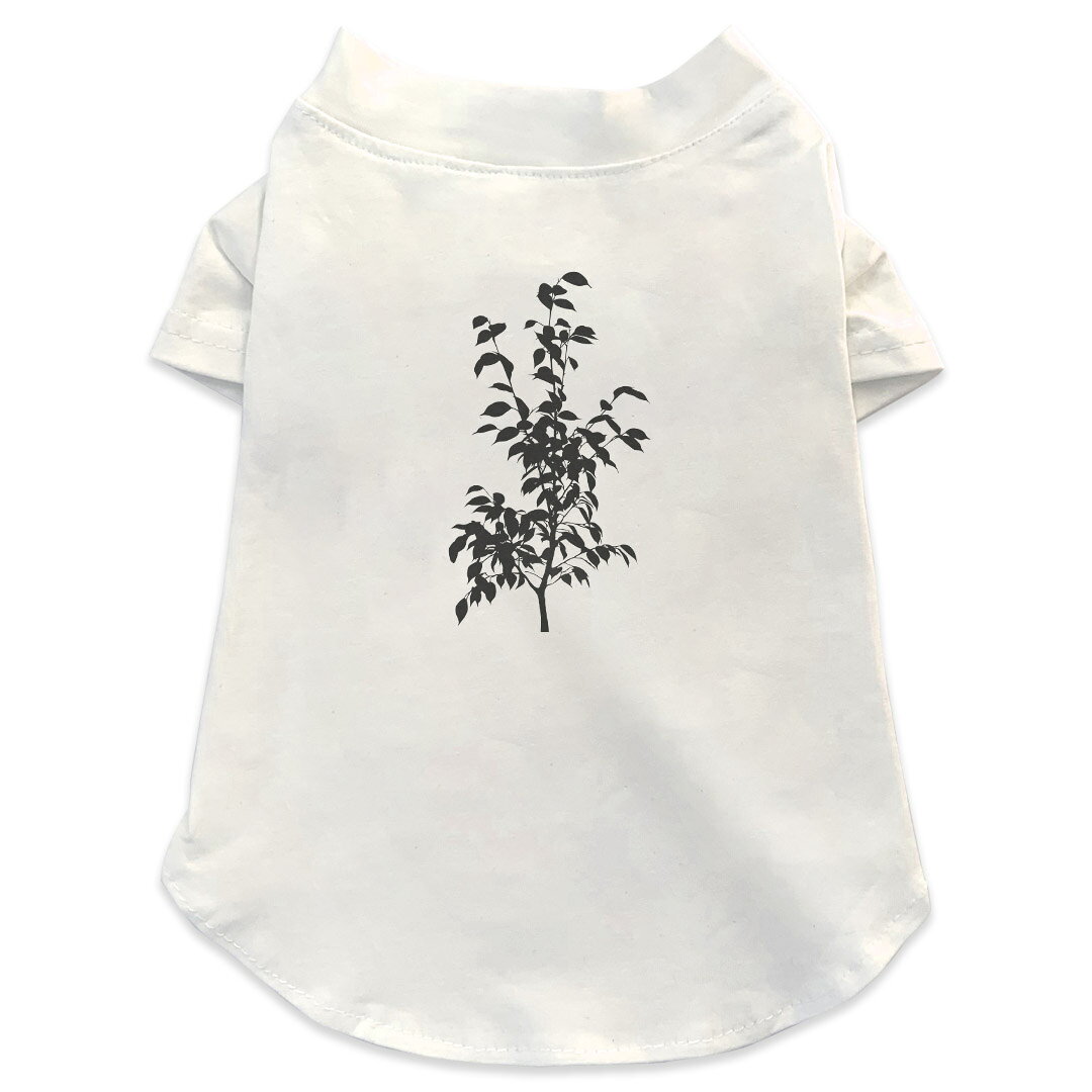 犬専用Tシャツ 選べる5size 小型犬 袖あり 半袖 ホワイト デザイン T shirt XS S M L XL ペットウェア ペット服 カジュアル おしゃれ コットン 綿 植物　イラスト　黒 009148